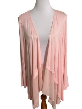 Elle Light Pink Draped Open Front Cardigan